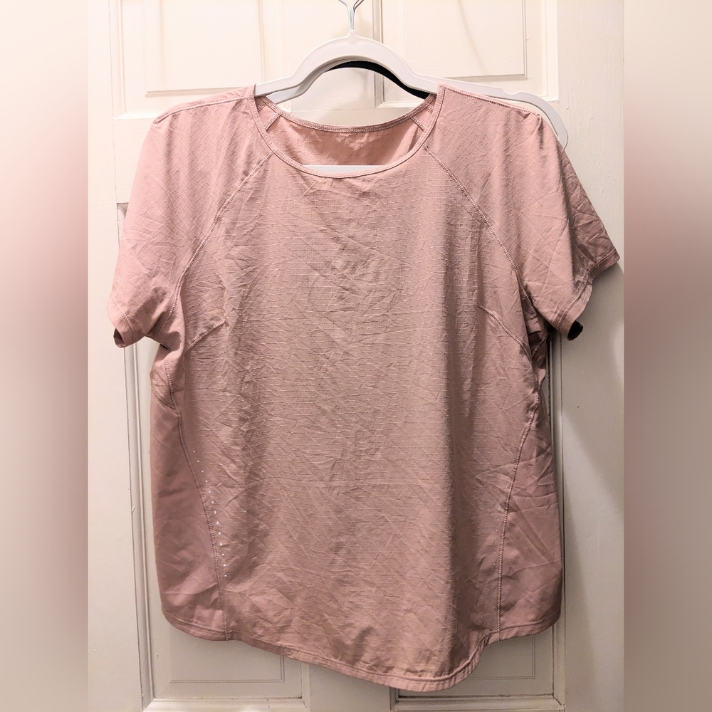 Lightweight stretch running short sleeve shirt Size 10 Pink Clay